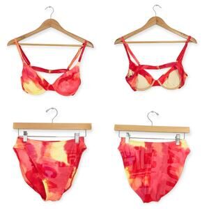Nautica Y2K Orange Sunset Tie-Dye Bikini Swimsuit